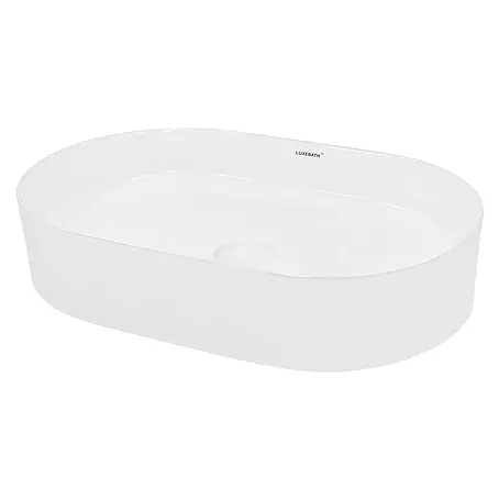 LuxeBath Waschbecken Keramik 605x380x145 mm oval, Weiß Design Waschtisch