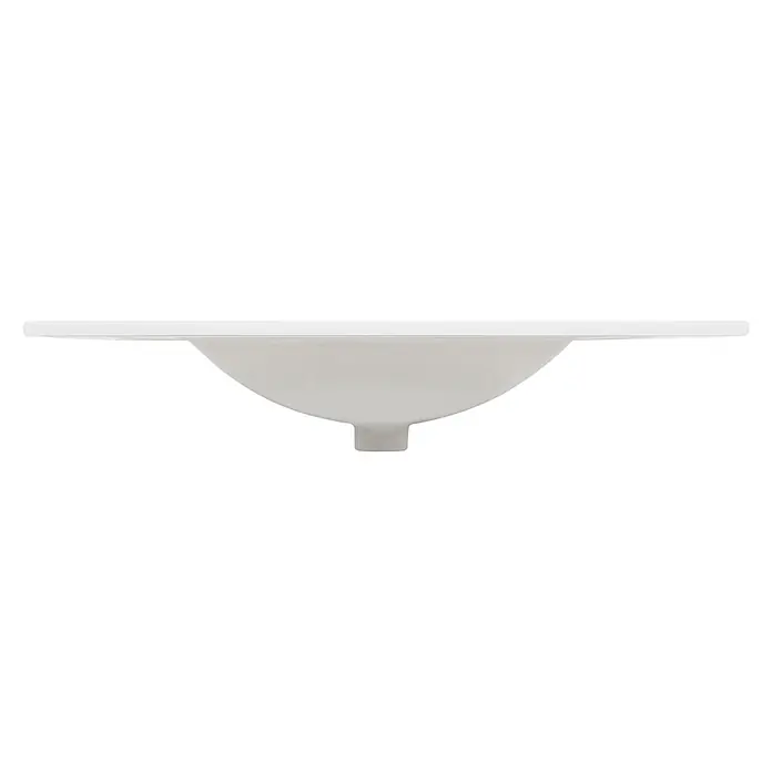 LuxeBath Waschbecken 810x465x175 mm Keramik Weiß inkl Ablaufgarnitur -  - Weißes Unterbauwaschbecken, Seitenansicht, mit flachem Rand und gewölbtem Becken mit Bodenablauf.