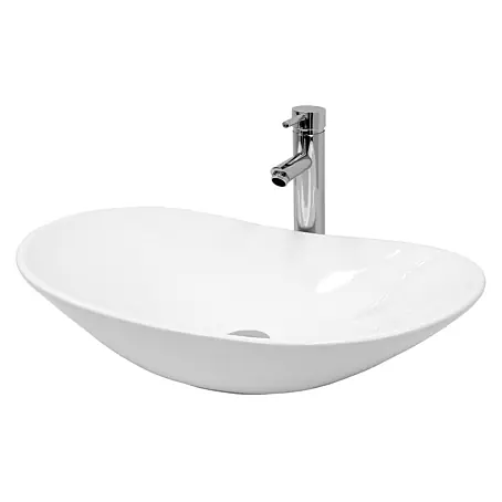 LuxeBath  Aufsatzwaschbecken Waschschale Aufsatzwaschtisch Weiß inkl. Ablaufgarnitur ohne Überlauf