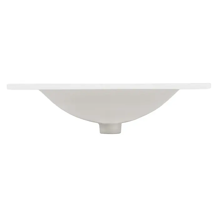 LuxeBath Waschbecken Waschtisch 610 x 465 x 175 mm Keramik Weiß -  - Hellgraues Unterbaubecken mit runder Schale und weißem Rand, zur nahtlosen Integration unter einer Arbeitsplatte.