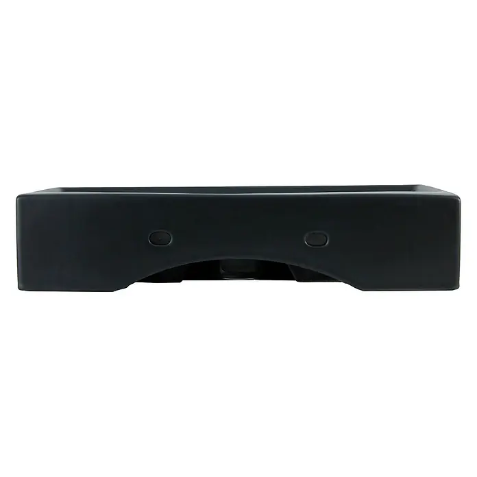 LuxeBath Waschbecken Keramik in Schwarz matt 60,5x36,5x13 cm, Waschtisch -  - Schwarzes, rechteckiges Spülbecken, Unterseite mit zentralem Ablaufausschnitt und zwei ovalen Überlauflöchern.
