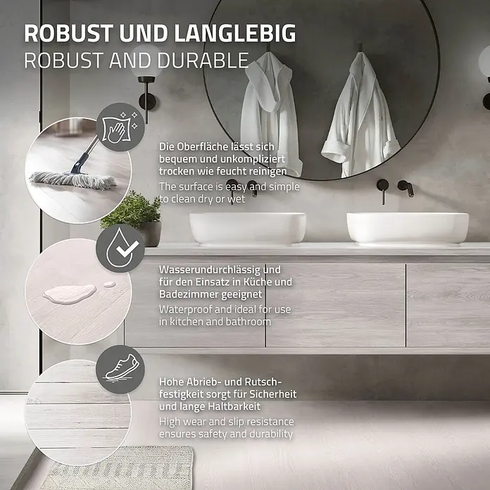 ML-Design Vinylboden 1 x Paket Klebevinylboden ( 16 Stück = 2,23 m² ) - Weiß, Landhausdiele, 915 x 153 x 2 mm - Heller Bodenbelag in Holzoptik, leicht zu reinigen, wasserdicht für Bäder, mit hoher Abrieb- und Rutschfestigkeit.