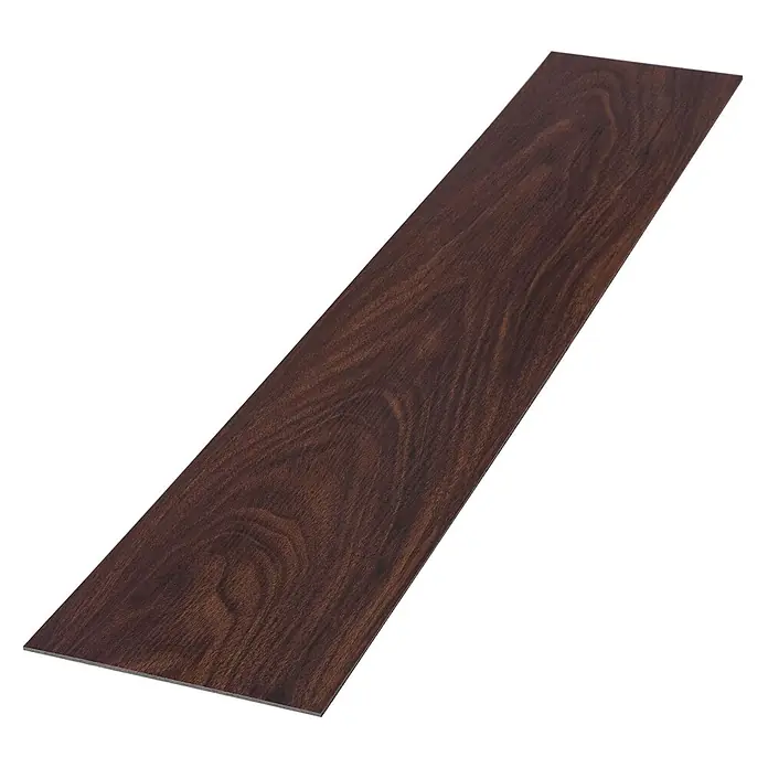 Vinylboden selbstklebend 91,5x15,3 cm 2,23m²/16 Dielen Rot-Braun Nuss -  - Dunkelbraune Holzoptik-Bodenplatte mit sichtbarer Maserung.