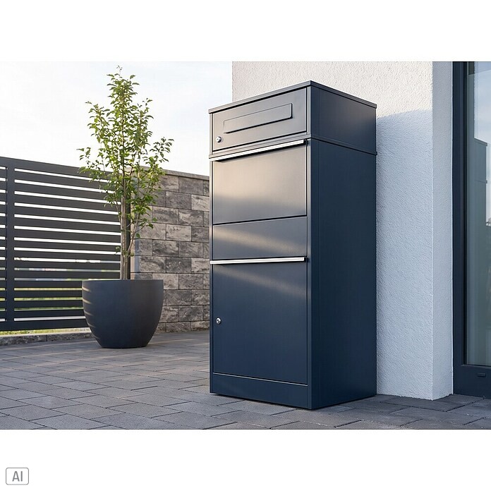 Metzler Paketbox BRFK BISPO (L x B x H: 36,6 x 49,6 x 112,3 cm, Anthrazit, Stahl, Paketfach) | BAUHAUS