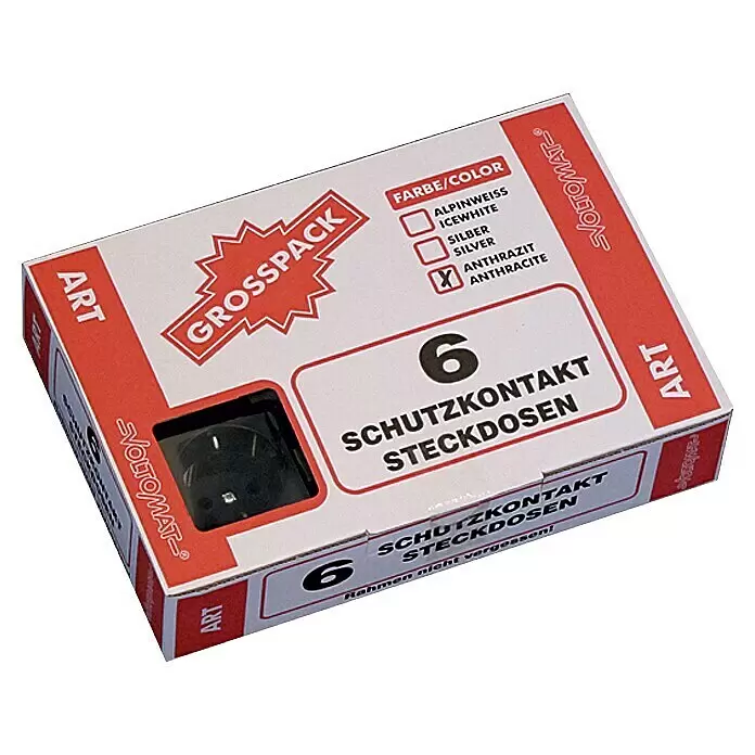 Voltomat ART Steckdose - Schwarz, 6 Stk., Kunststoff