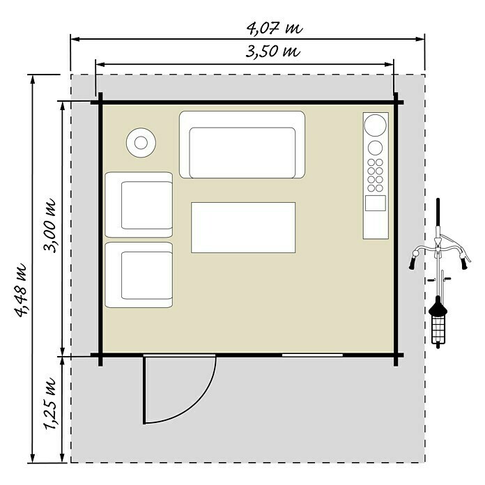 Blockbohlenhaus TurkuHolz, Grundfläche: 10,5 m², Wandstärke: 44 mm Unknown