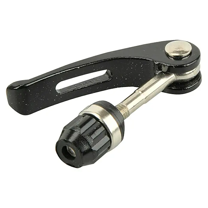 Fischer Sattelschnellspanner - Aluminium - Nahaufnahme einer Schnellspannvorrichtung, ideal zum Sichern und Lösen von Komponenten, mit einem Hebel und einer Einstellschraube.