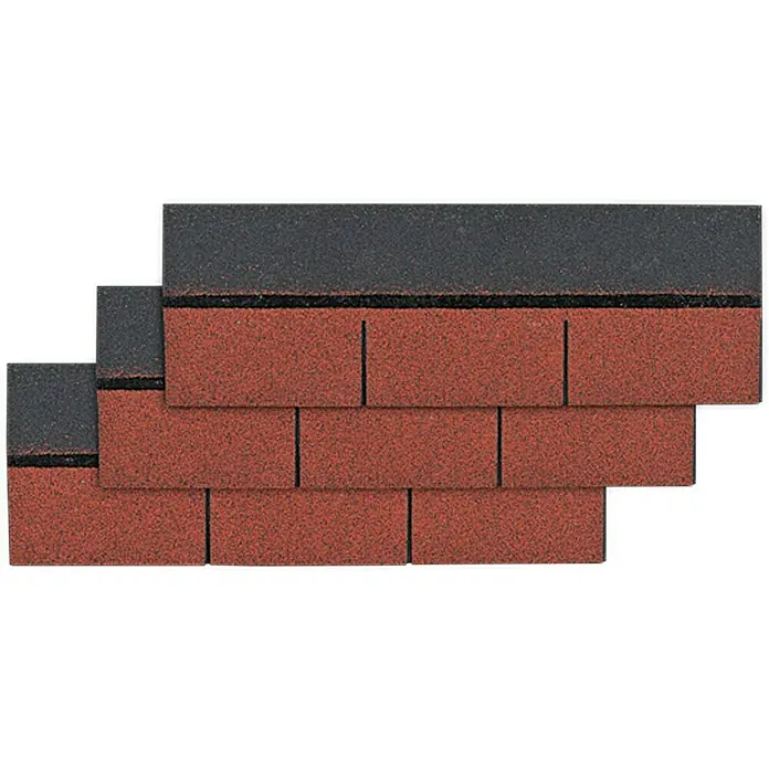 Rechteckschindel - Rot, 14 Stk., Bitumen - Nahaufnahme von roten und schwarzen Dachschindeln.
