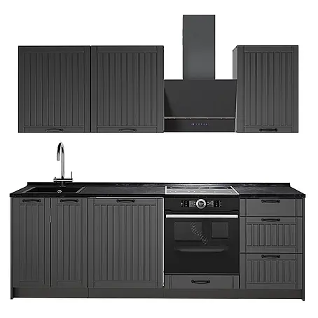 Vicco Küchenzeile Fame-Line, Dunkelgrau/Anthrazit, 230 cm