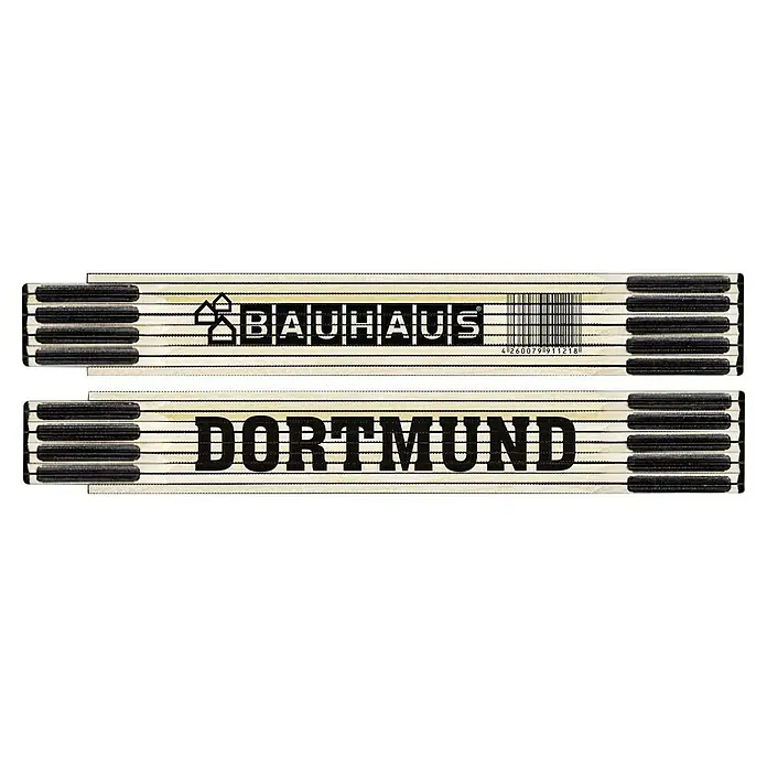 BAUHAUS Zollstock - Dortmund, 2 m - Bauhaus Zollstock mit Bauhaus-Logo und Dortmund-Schriftzug, ein nützliches Werkzeug für präzise Messungen und ein Muss für Heimwerker.
