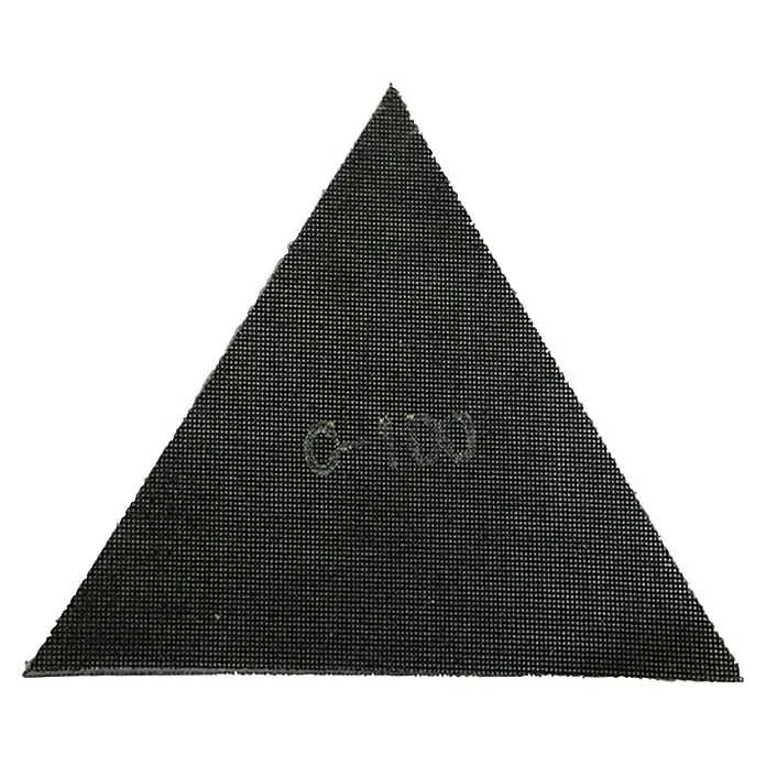 Schleifnetz - Körnung: 100 mm - Dreieckiges Schleifpapier mit der Aufschrift "C-100", ideal für Schleifarbeiten. Das Schleifpapier sorgt für ein feines und gleichmäßiges Schleifergebnis.