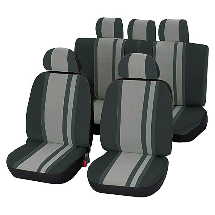 UNITEC Sitzbezug-Set, NEWLINE, Grau  Schwarz, Polyester, 14-tlg., für  hinten und vorne 