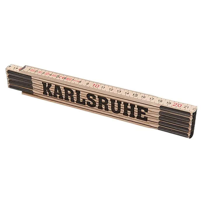 BAUHAUS Zollstock - Karlsruhe, 2 m - Zollstock mit der Aufschrift "Karlsruhe" – ein praktisches Werkzeug für präzise Messungen im Alltag und bei Bauprojekten.