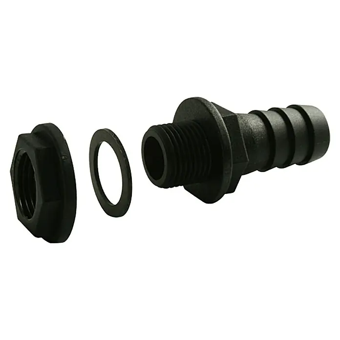 Marley Regentonnenanschluss - 25,4 mm/1″ - Schwarzer Tankverbinder mit Gewinde, Dichtung und Mutter für sichere Flüssigkeitsverbindungen.