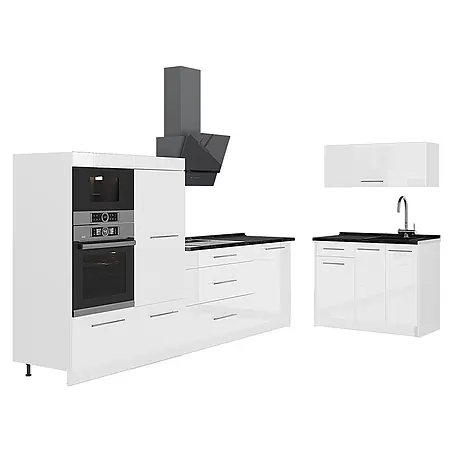 Küchenzeile Fame-Line 380 cm Weiß Hochglanz Art.-Nr. 64140