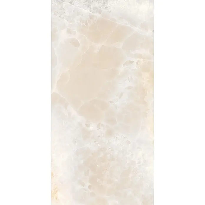 Feinsteinzeugfliese ONYX SUNRISE – 60 x 120 cm, Onyxoptik, Brillant -  - Hellbeiger Onyx oder Marmor mit feiner weißer Maserung, ideal für elegante Oberflächen.