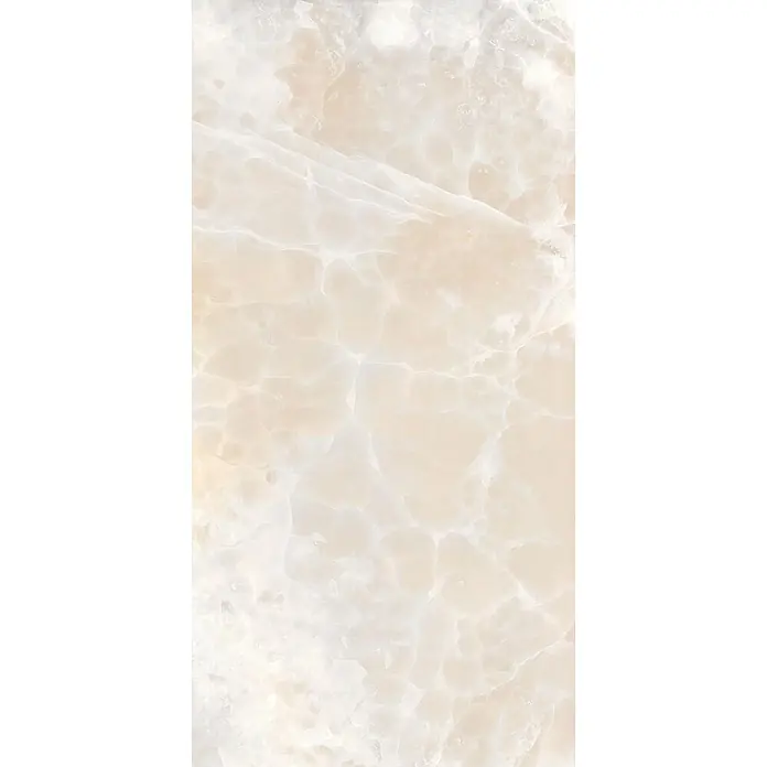 Feinsteinzeugfliese ONYX SUNRISE – 60 x 120 cm, Onyxoptik, Brillant -  - Helle beige Onyx-Textur mit subtiler, durchscheinender Maserung.