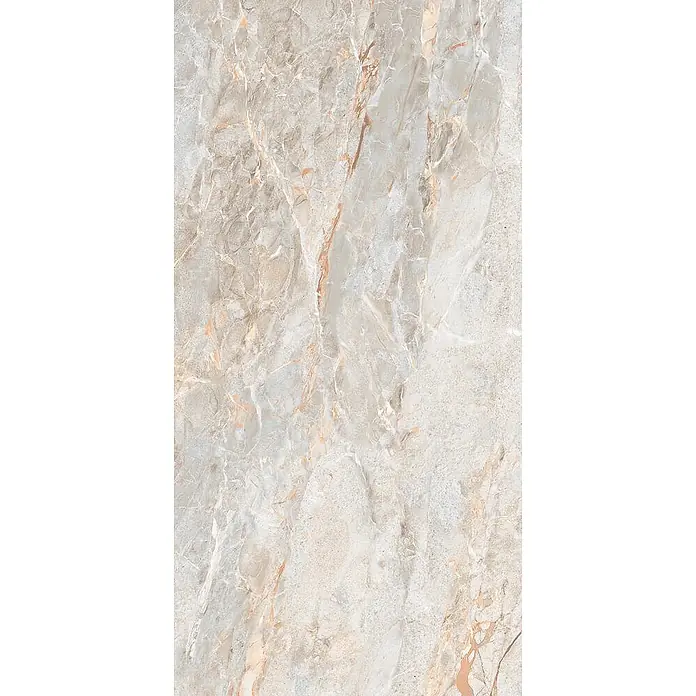 Feinsteinzeugfliese SARRANCOLIN LIGHT – 60 x 120 cm, Marmoroptik, Brillant -  - Helle beigegrau-Marmoroptikfliese mit rötlich-brauner Maserung, ideal für elegante Oberflächen.