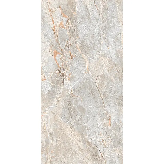 Feinsteinzeugfliese SARRANCOLIN LIGHT – 60 x 120 cm, Marmoroptik, Brillant -  - Hellbeigegraues Marmormuster mit ausgeprägten rotbraunen und feinen weißen Adern, ideal für elegante Oberflächen.