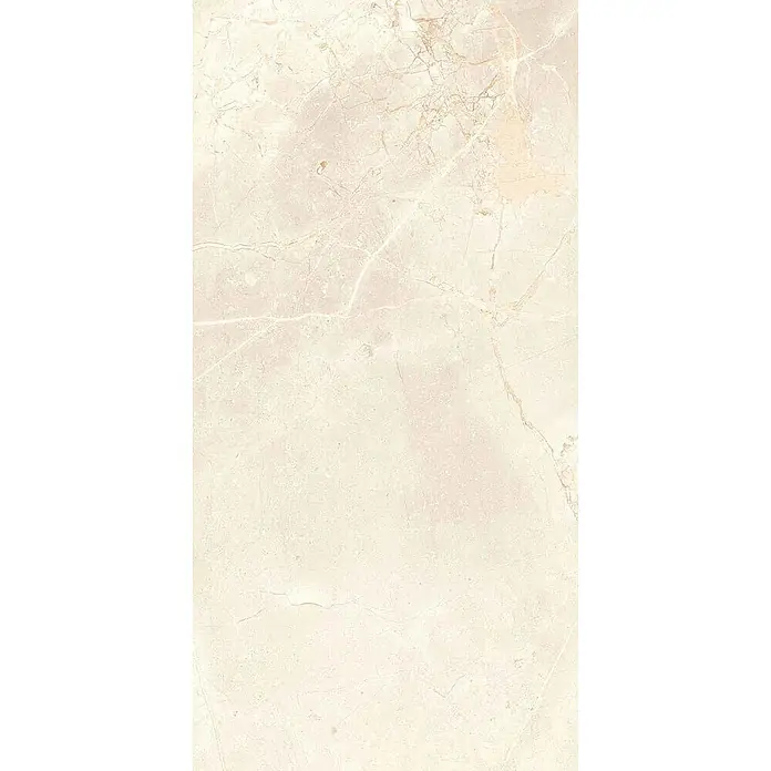 Feinsteinzeugfliese VIVALDI BONE – 60 x 120 cm, Onyxoptik, Brillant -  - Helle, cremefarbene Fliese in Marmoroptik mit dezenter beige-weißer Maserung für Wände oder Böden.