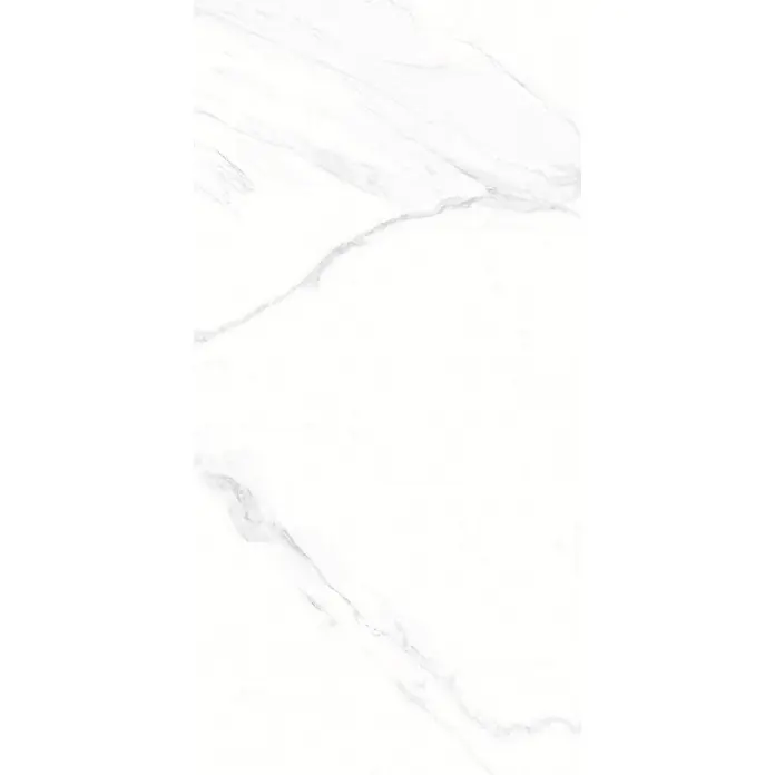 Limcaro Feinsteinzeugfliese POLARIS BRILLO - 120 x 60 cm, Weiß, Glänzend - Weißer Marmor mit eleganter grauer Äderung, ideal für Oberflächen und Verkleidungen.