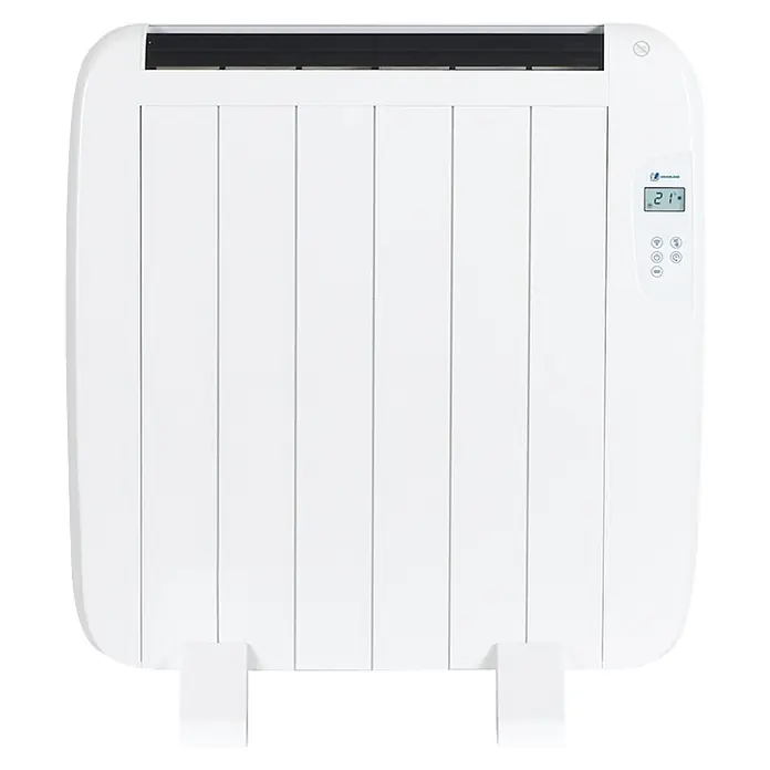 Haverland Emisor térmico - 900 W, Blanco, 5,5 x 55,5 x 57,5 cm, Seco - Radiador eléctrico blanco con paneles verticales, rejilla superior negra y pantalla digital que muestra 21 grados.