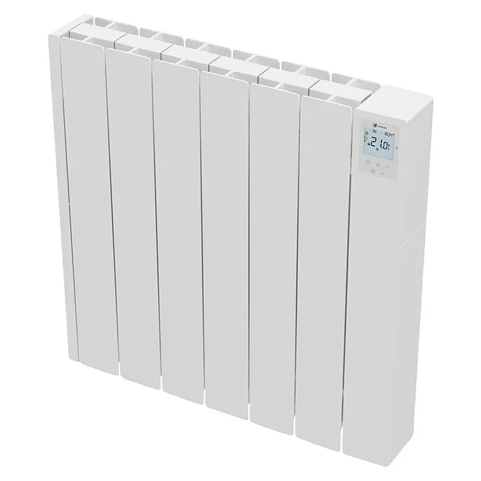 Haverland Emisor térmico Cube WiFi - 1.000 W, Blanco, 5,91 x 58 x 58,1 cm, Fluido - Radiador eléctrico blanco con aletas y pantalla digital que muestra la hora y la temperatura.