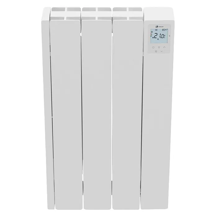 Haverland Emisor térmico Cube WiFi - 500 W, Blanco, 5,91 x 34 x 58,1 cm, Fluido - Radiador eléctrico blanco con pantalla digital que muestra 21,0 grados y 18:34.