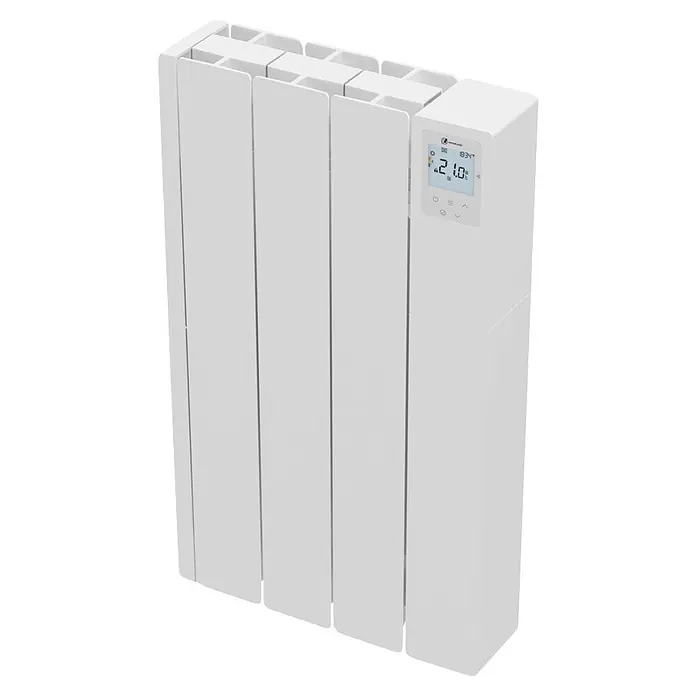 Haverland Emisor térmico Cube WiFi - 500 W, Blanco, 5,91 x 34 x 58,1 cm, Fluido - Radiador eléctrico blanco con paneles verticales y pantalla digital.