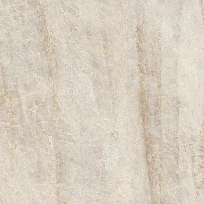 Feinsteinzeugfliese TAJ MAHAL – 120 x 120 cm, Steinoptik, Mat -  - Helle beige Marmor- oder Onyxplatte mit zarter, subtiler Maserung.