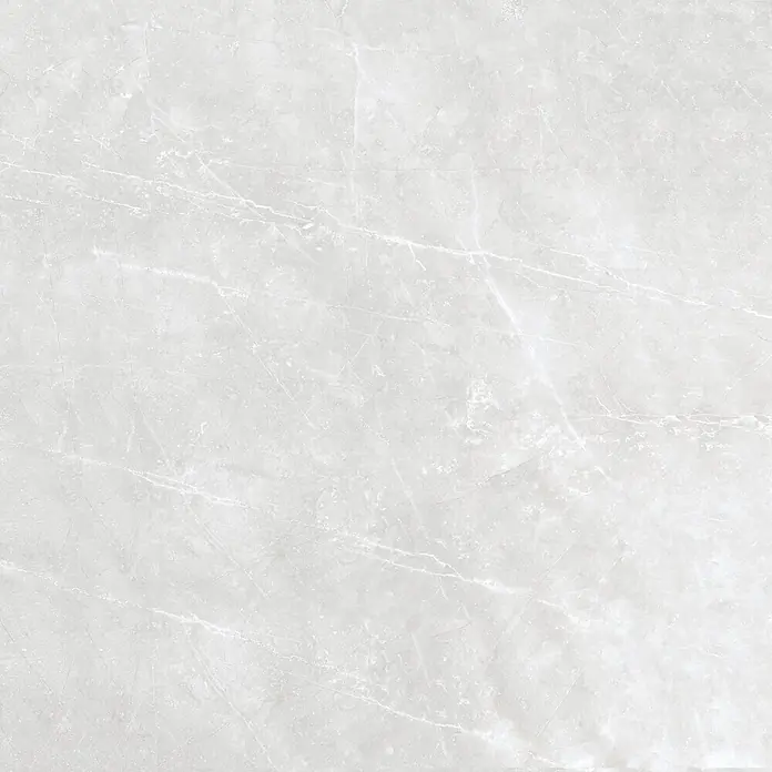 Feinsteinzeugfliese AMANI GRIS – 120 x 120 cm, Steinoptik, Brillant -  - Hellgraue Marmor-Textur mit subtilen weißen Adern, ideal für Oberflächen.
