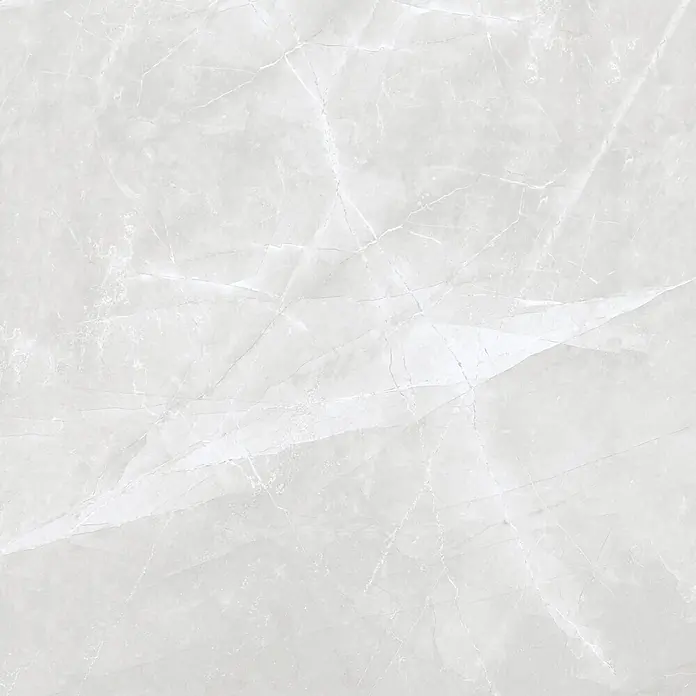 Feinsteinzeugfliese AMANI GRIS – 120 x 120 cm, Steinoptik, Brillant -  - Hellgraue Marmorstruktur mit zarter weißer Äderung, geeignet für elegante Designs.