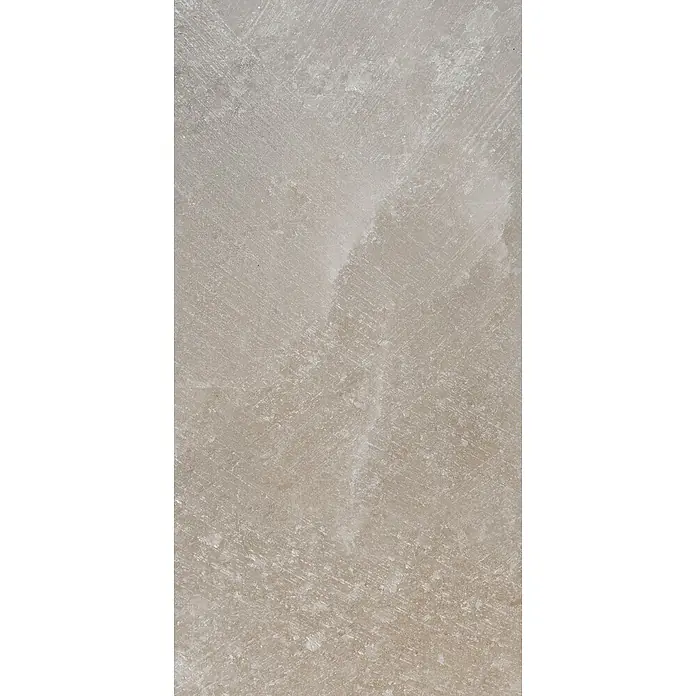 Feinsteinzeugfliese SALT CAVE TAUPE – 60 x 120 cm, Steinoptik, Mat -  - Strukturierte hellbeige Oberfläche mit sichtbaren diagonalen Linien und melierten hellen Bereichen.