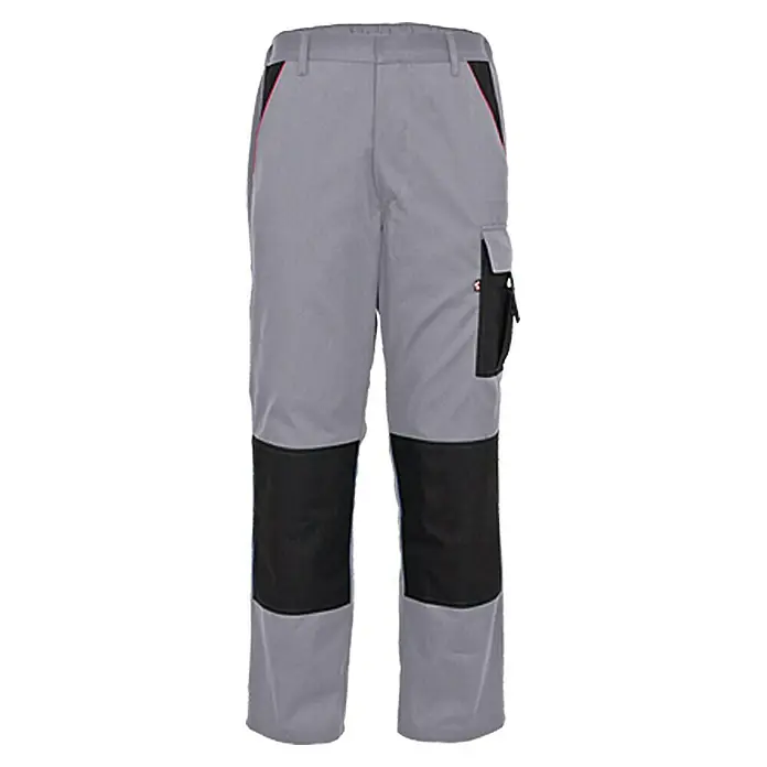 Arbeitshose - M, Grau/Schwarz - Graue Arbeitshose mit schwarzen Knieverstärkungen und einer Cargotasche für zusätzlichen Stauraum bei der Arbeit.