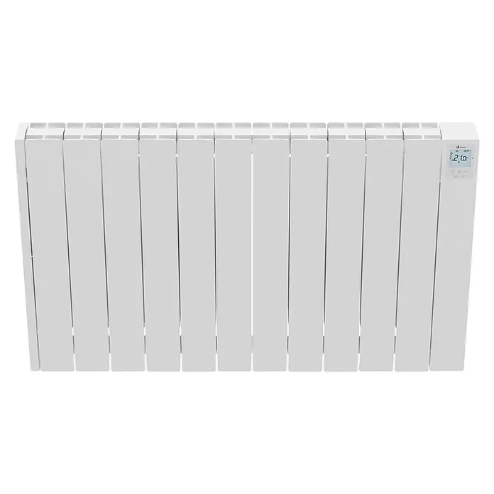 Haverland Emisor térmico Cube WiFi - 1.800 W, Blanco, 5,91 x 98 x 58,1 cm, Fluido - Radiador eléctrico blanco con pantalla digital configurada a 21,0 grados Celsius.
