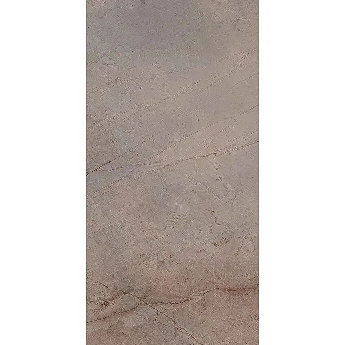 Feinsteinzeugfliese VIVALDI VISON – 60 x 120 cm, Marmoroptik, Brillant -  - Taupe Marmoroberfläche mit zarten rotbraunen Adern, Natursteinoptik.