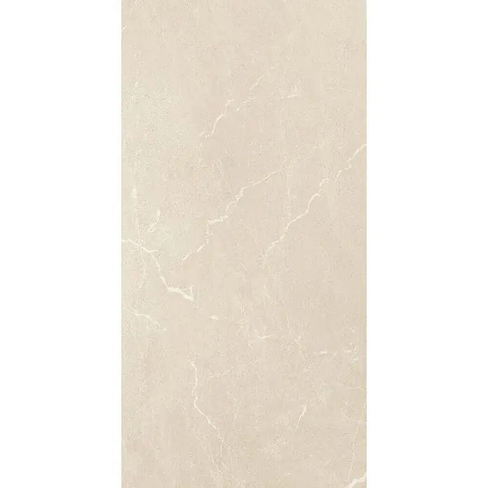 Feinsteinzeugfliese BODO BEIGE – 60 x 120 cm, Marmoroptik, Mat -  - Helle beige Fliese in Steinoptik mit dezenter weißer Maserung.