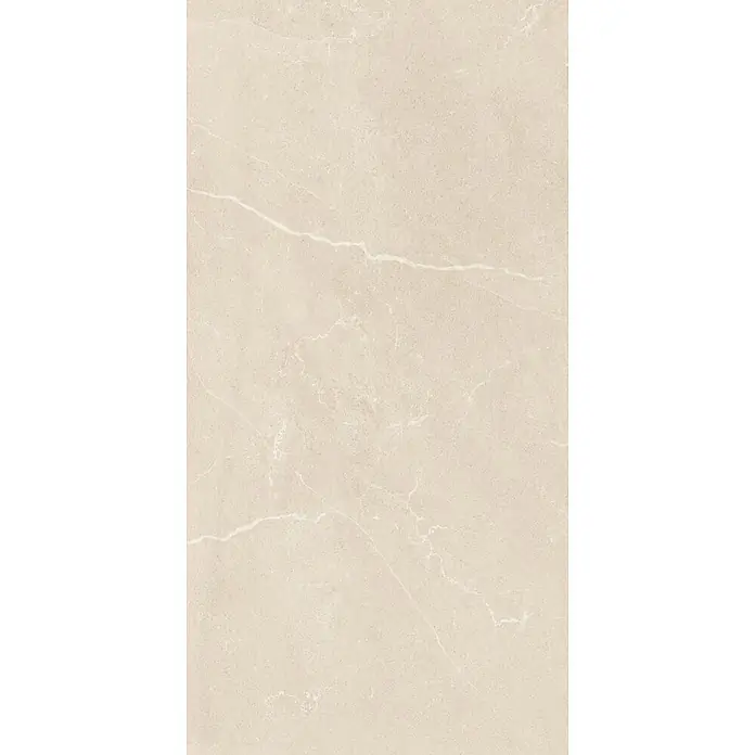 Feinsteinzeugfliese BODO BEIGE – 60 x 120 cm, Marmoroptik, Mat -  - Helle beige Steinplatte mit subtilen Marmoradern.
