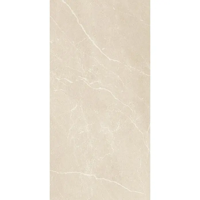 Feinsteinzeugfliese BODO BEIGE – 60 x 120 cm, Marmoroptik, Mat -  - Helle beige Marmor-Optik Fliese mit zarter weißer Äderung.