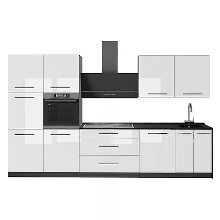Küchenzeile Fame-Line 340 cm Weiß Hochglanz Art.-Nr. 64576