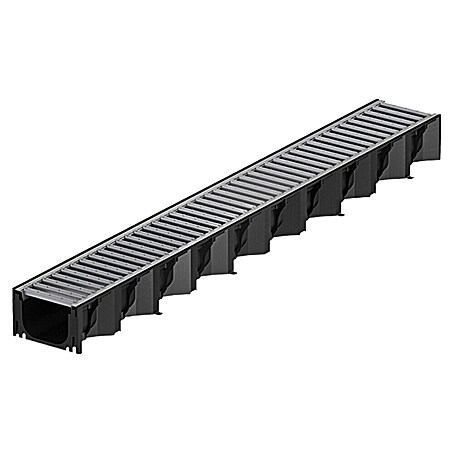 ACO Self Hexaline Kunststoffrinne Self Hexaline (100 x 12,9 x 8,1 cm, Schwarz, Material Rost: Stahl)