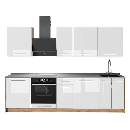 Küchenzeile Fame-Line 280 cm Weiß Hochglanz Art.-Nr. 64210