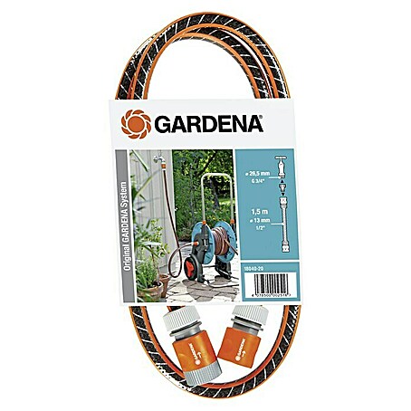 Gardena Anschlussgarnitur Comfort Flex (1 x Comfort Flex Schlauch 150 cm, 2 x Schlauchstück, 1 x Hahnstück)