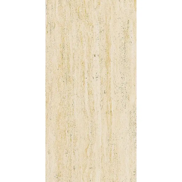 Feinsteinzeugfliese VIVA TRAVERTINO BEIGE – 60 x 120 cm, Travertinoptik, Mat -  - Helle beige Travertin-Textur mit vertikaler Maserung und feinen Sprenkeln.