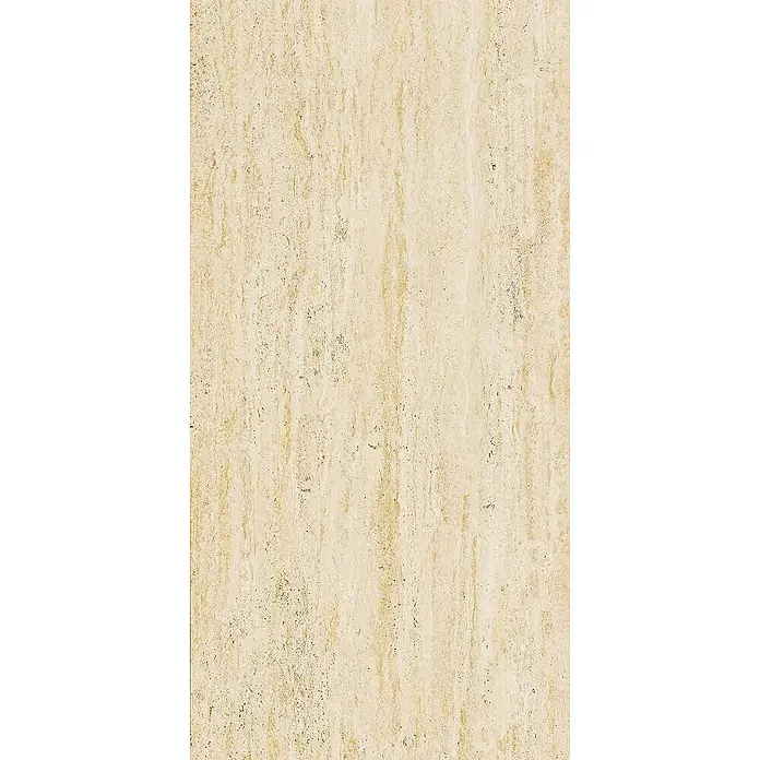 Feinsteinzeugfliese VIVA TRAVERTINO BEIGE – 60 x 120 cm, Travertinoptik, Mat -  - Hellbeige Steinstruktur mit vertikaler Maserung, ideal für Fliesen oder Platten.
