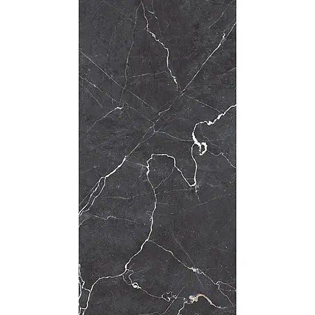 Feinsteinzeugfliese DRAPE NERO – 60 x 120 cm, Marmoroptik, Mat