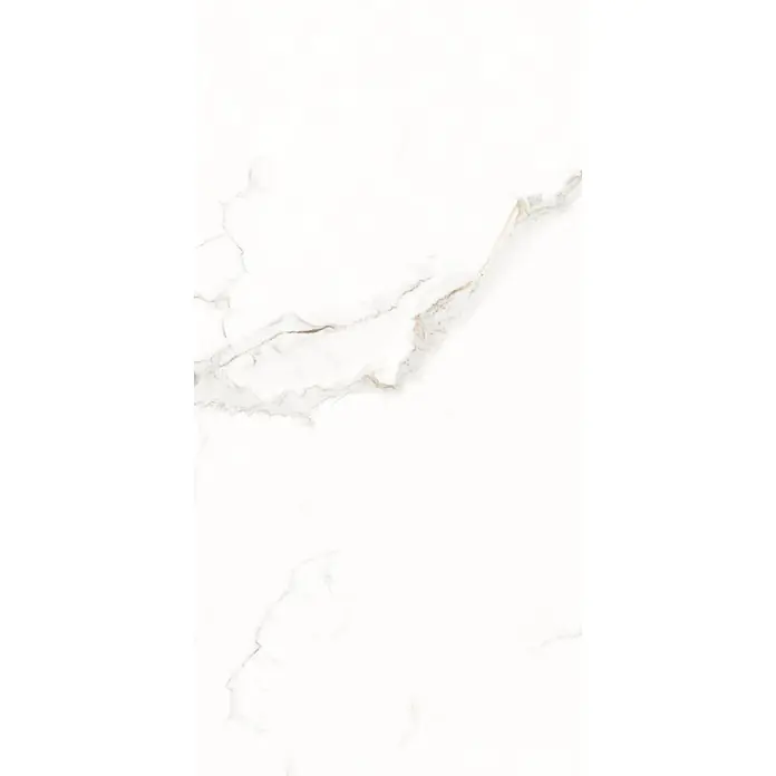 Limcaro Feinsteinzeugfliese ROME STATUARIO - 120 x 60 cm, Weiß, Glänzend - Weiße Marmorplatte mit eleganten grauen und dezenten beigen Äderungen.