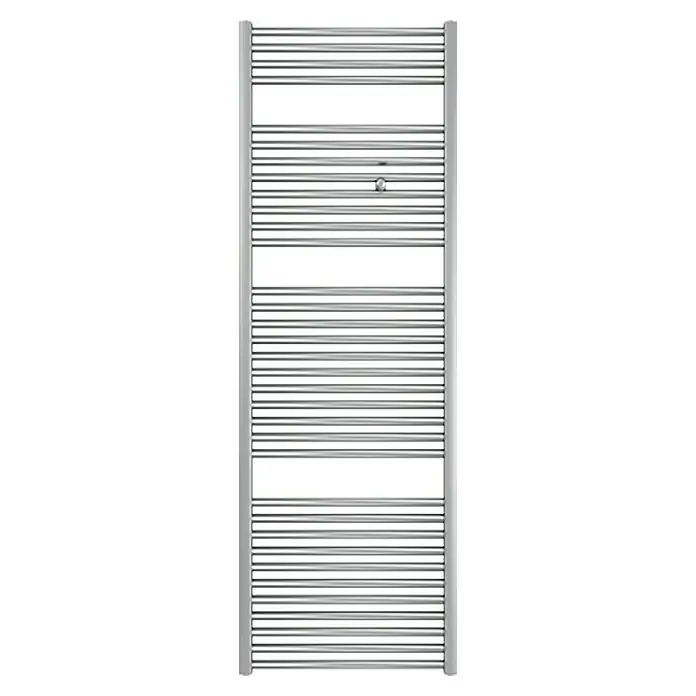 Admiral Badheizkörper Trend - B x H: 600 x 1.805 mm - Ein schlanker, silberner Handtuchwärmer mit horizontalen Sprossen. Ideal für jedes Badezimmer, um Handtücher warm und trocken zu halten.