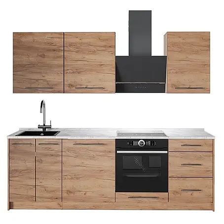 Vicco Küchenzeile Fame-Line, Goldkraft Eiche/Goldkraft Eiche, 230 cm