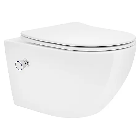 LuxeBath  Wand-WC Weiß mit Nano Beschichtung lang Bidet Funktion Lotus Effekt